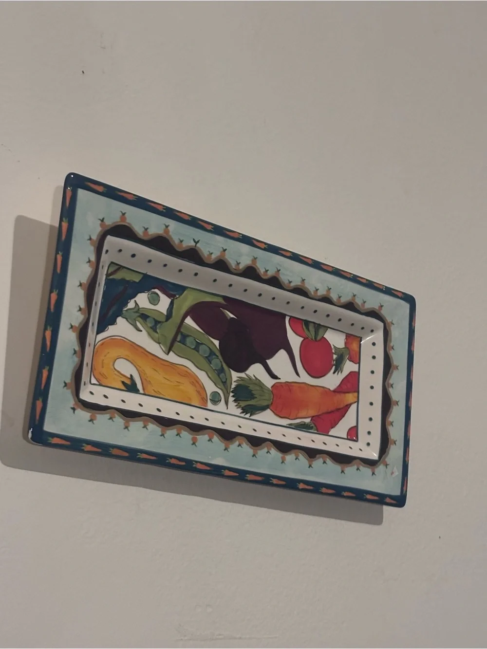 Hand-Painted Ceramic Vegetable Platter - Multicolor Accent